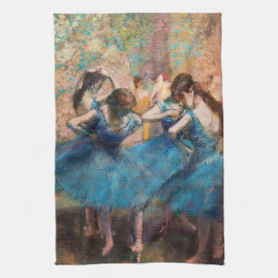 Edgar Degas - Dancers in blauw Theedoek