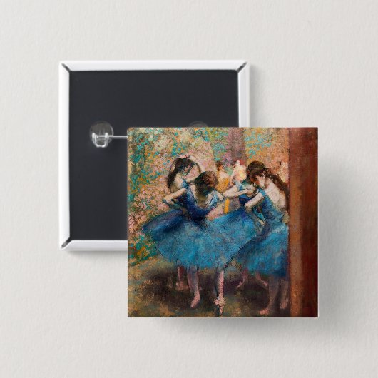 Edgar Degas - Dancers in blauw Vierkante Button 5,1 Cm (Voorkant /achterkant)