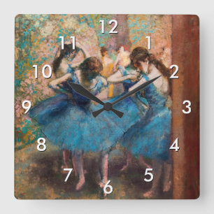 Edgar Degas - Dancers in blauw Vierkante Klok