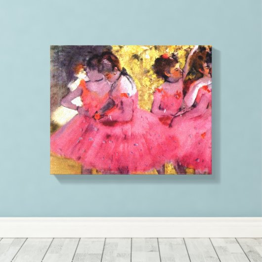 Edgar Degas - Dancers in roze - Ballet Dance Lover Canvas Afdruk (Insitu (Houten vloer))
