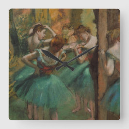 Edgar Degas Dancers Pink en Green Vierkante Klok