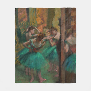 Edgar Degas - Dancers, Roze en Groen Fleece Deken