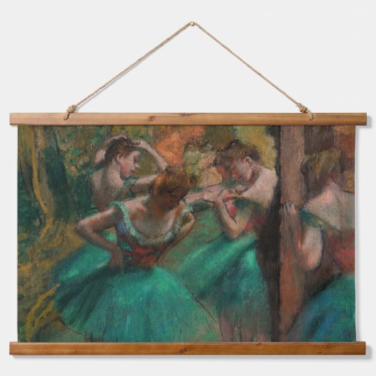 Edgar Degas - Dancers, Roze en Groen Hangend Wandkleed (Voorkant)