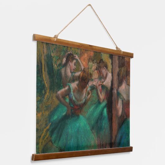 Edgar Degas - Dancers, Roze en Groen Hangend Wandkleed (Gebogen)