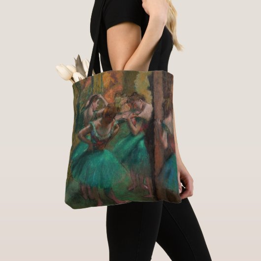 Edgar Degas - Dancers, Roze en Groen Tote Bag (Dichtbij)