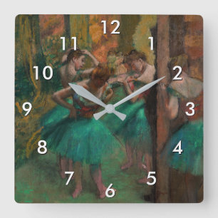 Edgar Degas - Dancers, Roze en Groen Vierkante Klok