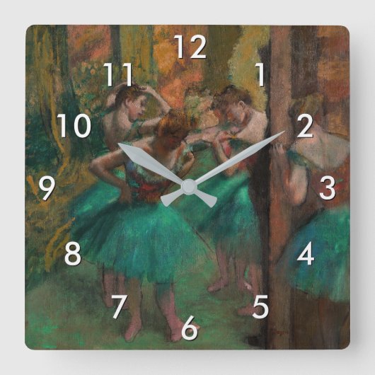 Edgar Degas - Dancers, Roze en Groen Vierkante Klok (Voorkant)