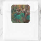 Edgar Degas - Dancers, Roze en Groen Vierkante Sticker (Tas)