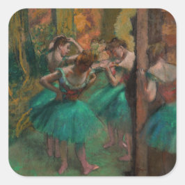Edgar Degas - Dancers, Roze en Groen Vierkante Sticker