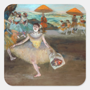 Edgar Degas - Danser met Boeket, Buigend op het Po Vierkante Sticker