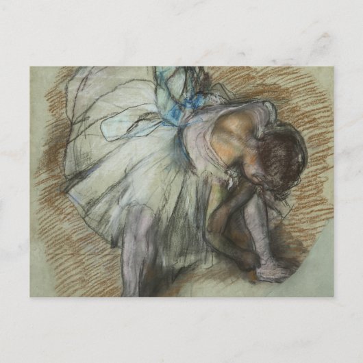 Edgar Degas - danser past haar schoen aan Briefkaart (Voorkant)