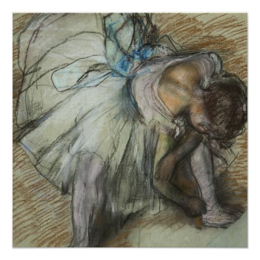 Edgar Degas - danser past haar schoen aan Poster (Voorkant)