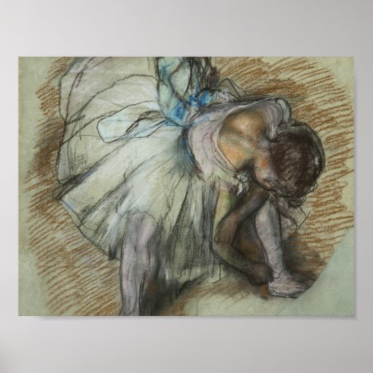 Edgar Degas - danser past haar schoen aan Poster (Voorkant)