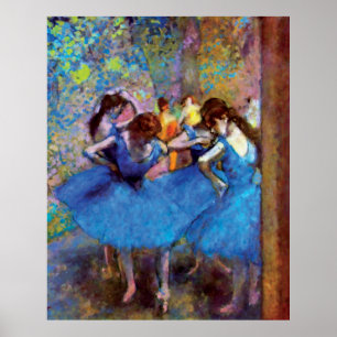 Edgar Degas - dansers in blauw - balletdanslang Poster