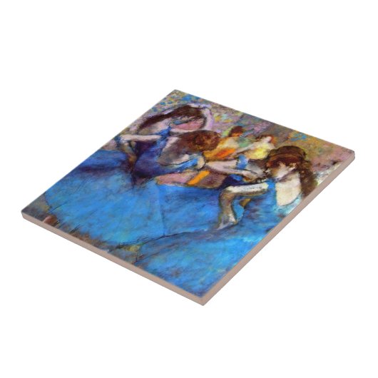 Edgar Degas - dansers in blauw - balletdanslang Tegeltje (Zijkant)