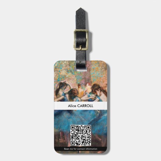 Edgar Degas - Dansers in het blauw - QR Code Bagagelabel (Voorkant verticaal)