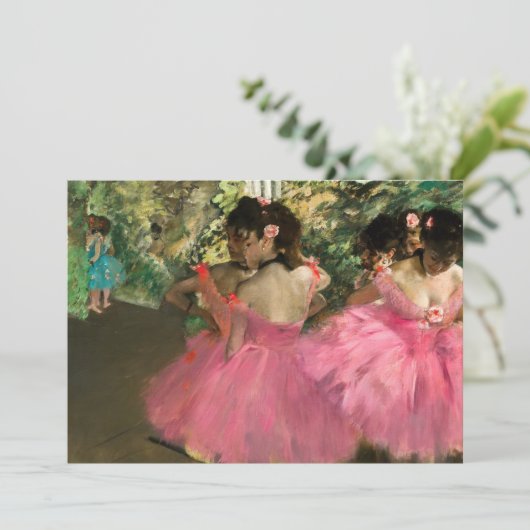 Edgar Degas - dansers in roze Bedankkaart (Staand voorkant)