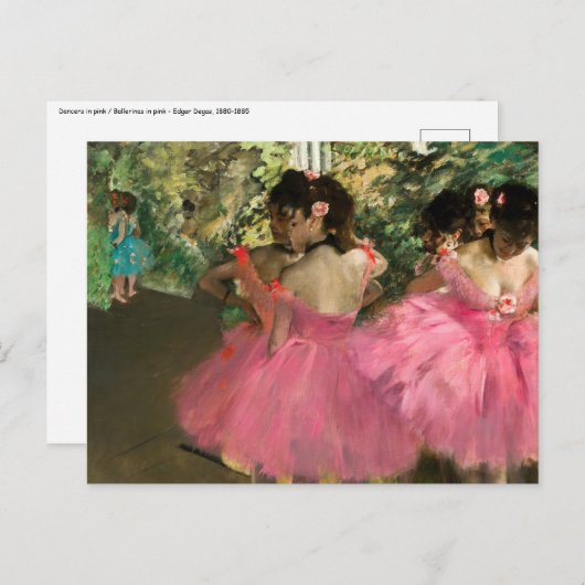 Edgar Degas - dansers in roze Briefkaart (Voorkant / Achterkant)