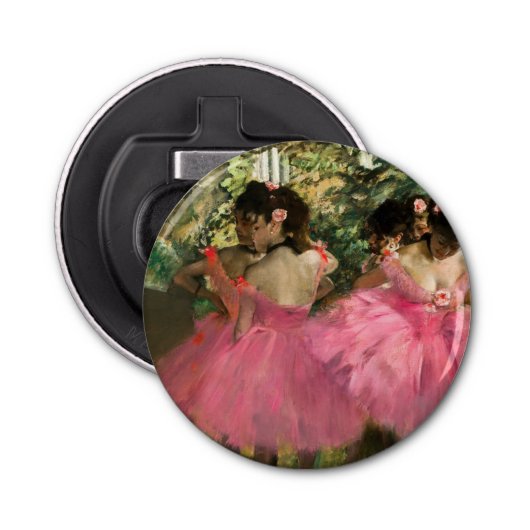 Edgar Degas - dansers in roze Button Flesopener (Voorkant)