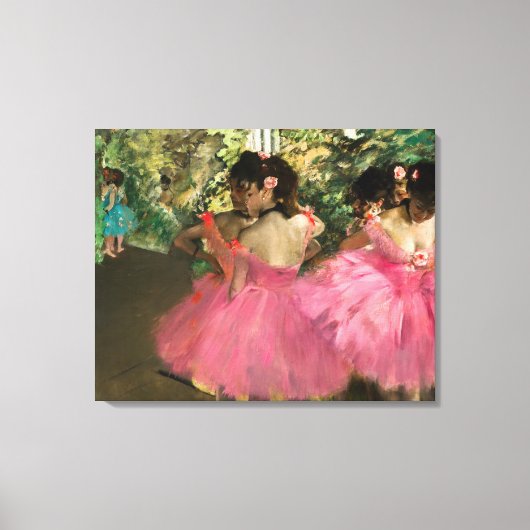 Edgar Degas - dansers in roze Canvas Afdruk (Voorkant)