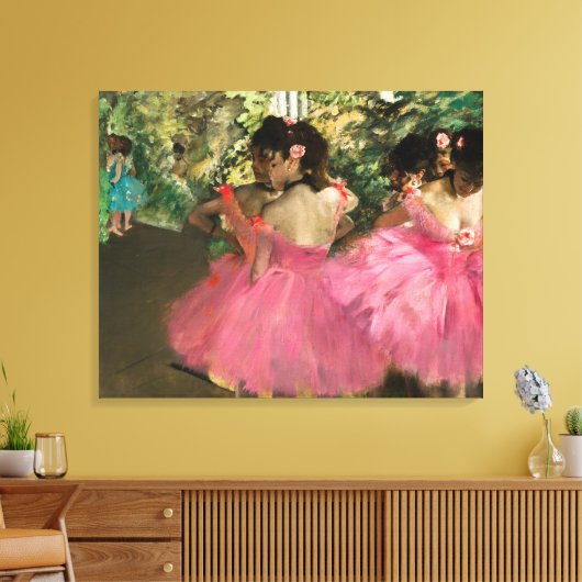Edgar Degas - dansers in roze Canvas Afdruk (Insitu (Woonkamer))