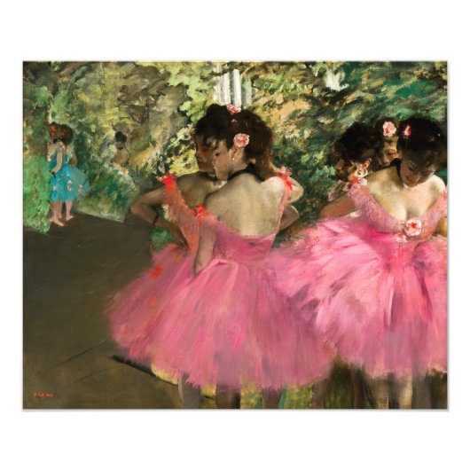 Edgar Degas - dansers in roze Foto Afdruk (Voorkant)