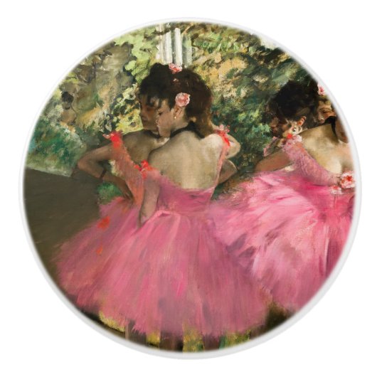 Edgar Degas - dansers in roze Keramische Knop (Voorkant)