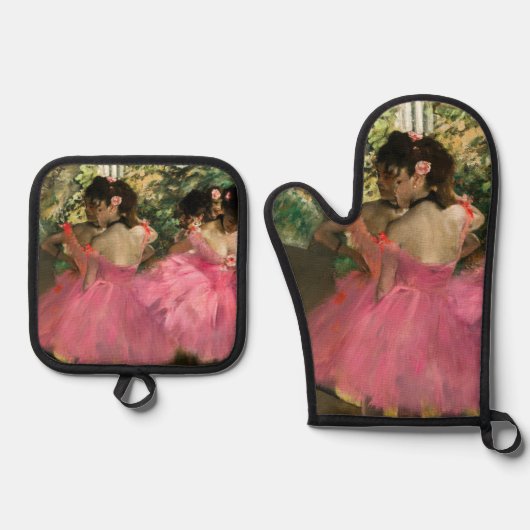 Edgar Degas - dansers in roze Ovenwant & Pannenlap Set (Voorkant)