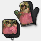 Edgar Degas - dansers in roze Ovenwant & Pannenlap Set (Voorkant / Achterkant)