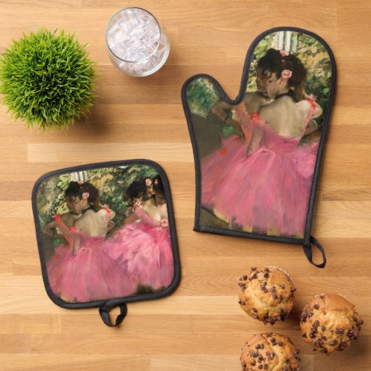 Edgar Degas - dansers in roze Ovenwant & Pannenlap Set (Top down)