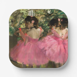 Edgar Degas - dansers in roze Papieren Bordje