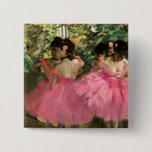 Edgar Degas - Dansers in roze Vierkante Button 5,1 Cm