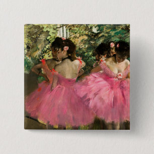 Edgar Degas - dansers in roze Vierkante Button 5,1 Cm