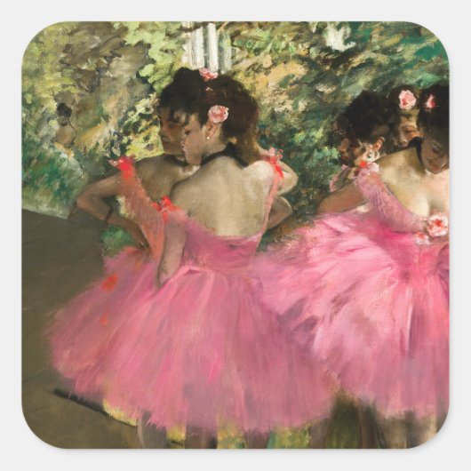 Edgar Degas - dansers in roze Vierkante Sticker (Voorkant)