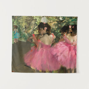Edgar Degas - dansers in roze Wandkleed