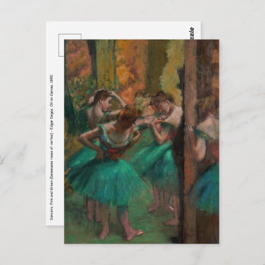 Edgar Degas - Dansers, Roze en Groen Briefkaart (Voorkant / Achterkant)