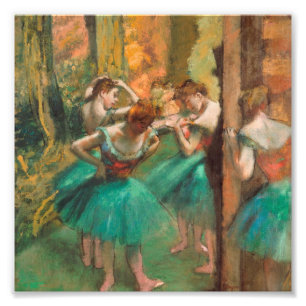 Edgar Degas - dansers, roze en groen Foto Afdruk