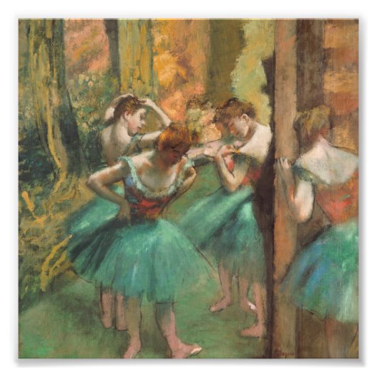 Edgar Degas - dansers, roze en groen Foto Afdruk (Voorkant)