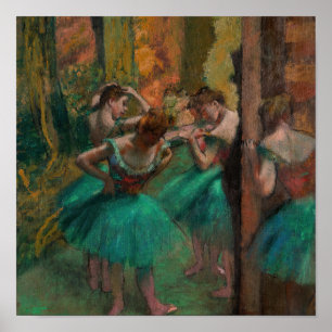 Edgar Degas - Dansers, Roze en Groen Poster