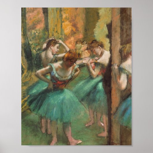Edgar Degas - dansers, roze en groen Poster (Voorkant)