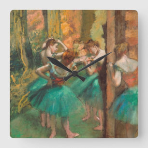 Edgar Degas - dansers, roze en groen Vierkante Klok