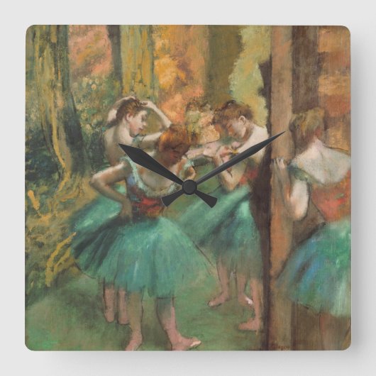 Edgar Degas - dansers, roze en groen Vierkante Klok (Voorkant)