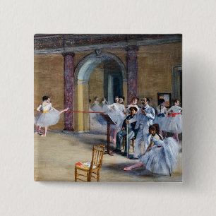 Edgar Degas - Dansfoyer, Opera rue Le Peletier Vierkante Button 5,1 Cm