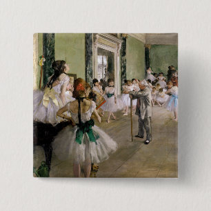 Edgar Degas - De dansklasse Vierkante Button 5,1 Cm