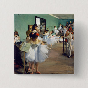 Edgar Degas - De dansklasse Vierkante Button 5,1 Cm