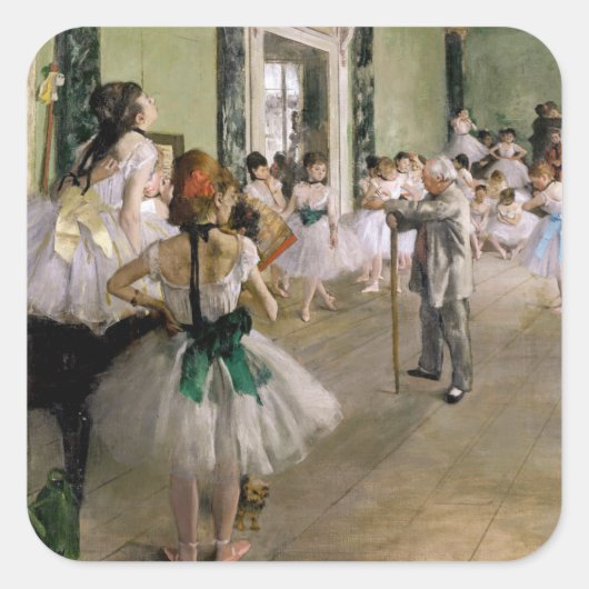 Edgar Degas - De dansklasse Vierkante Sticker (Voorkant)