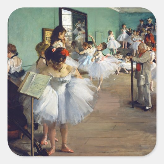 Edgar Degas - De dansklasse Vierkante Sticker (Voorkant)