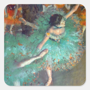 Edgar Degas - De groene dansers - Balletsdans Vierkante Sticker