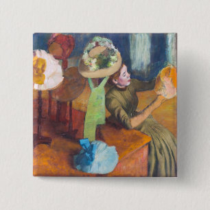Edgar Degas - De Hoedenwinkel Vierkante Button 5,1 Cm