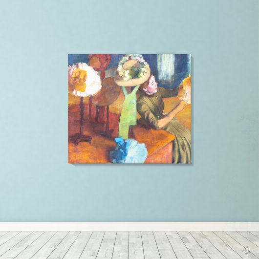 Edgar Degas - De Millinery Shop Canvas Afdruk (Insitu (Houten vloer))